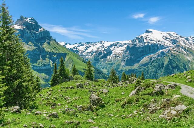 Swiss Alps. Resort Engelberg. Traveling on foot through the Swiss countryside and mountain tops Swiss Alps. Resort Engelberg. Traveling on foot through the Swiss countryside and mountain tops