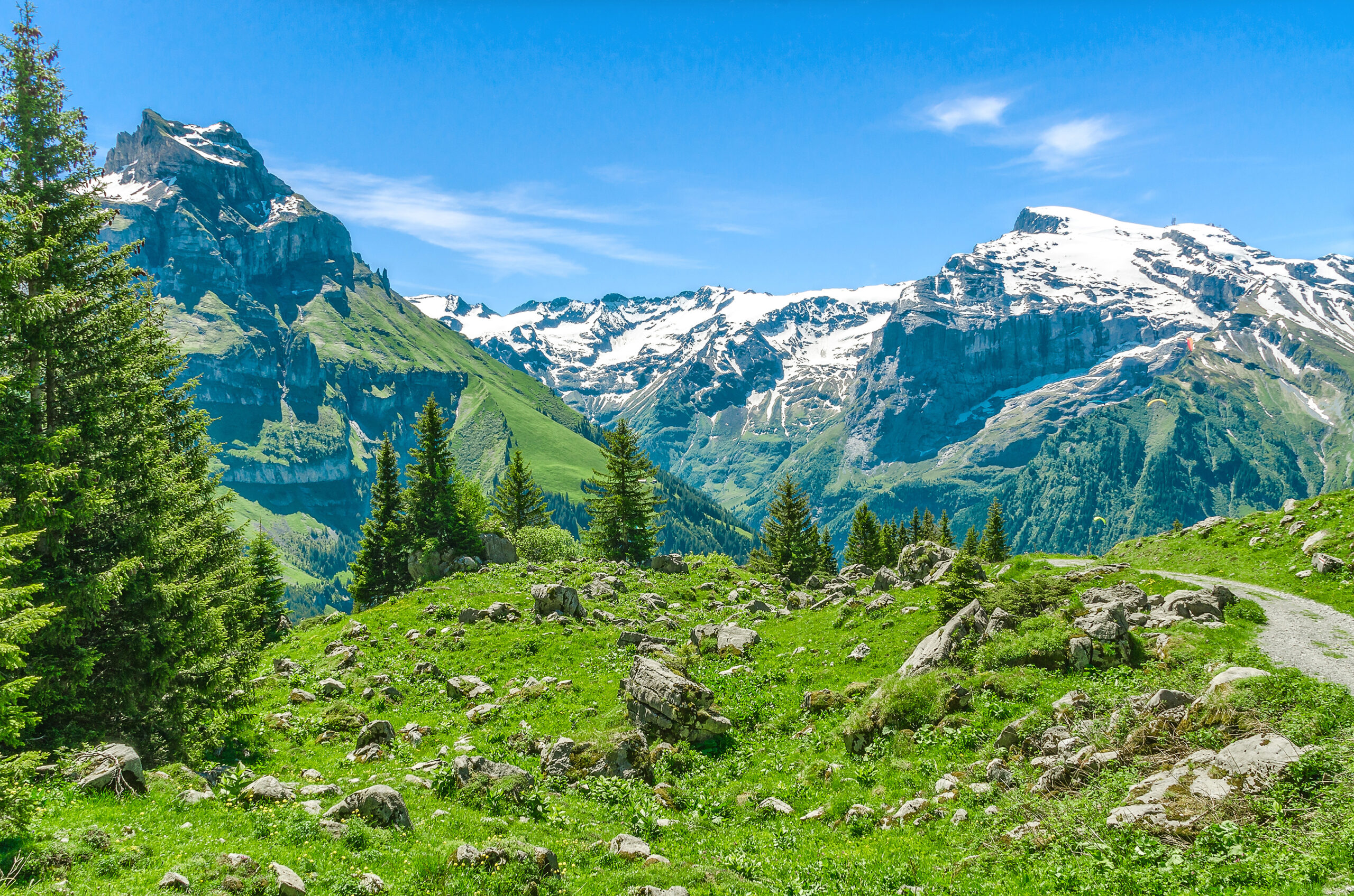 Swiss Alps. Resort Engelberg. Traveling on foot through the Swiss countryside and mountain tops